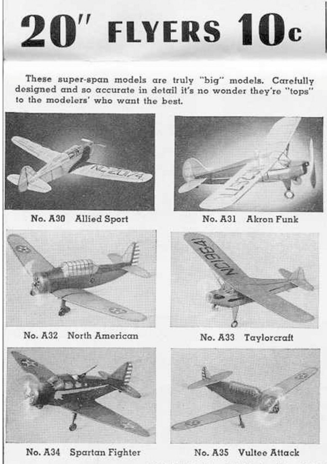 Comet's 20" span A33 - Taylorcraft Short Kit